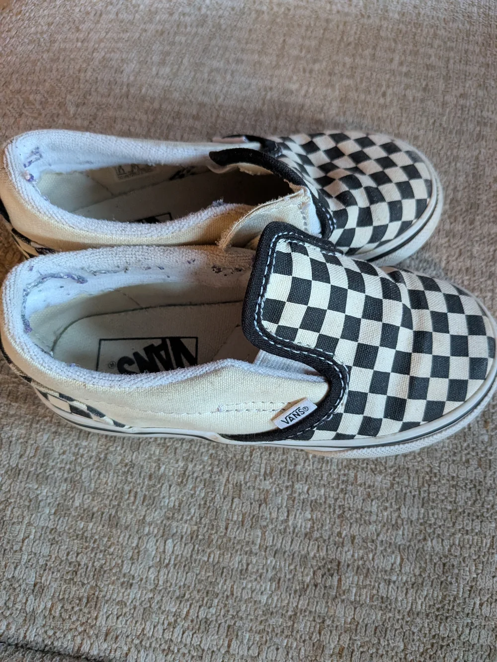 Vans Kids Black and White Checkerboard Slip-On